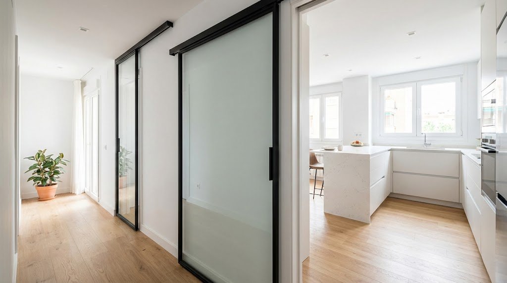ideas para reformar cocinas pequeñas_puerta_correderas